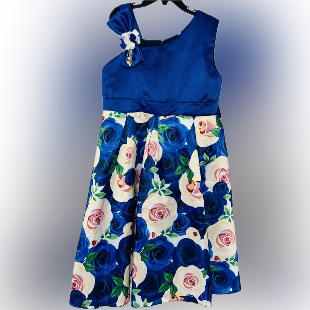Girls Floral Dress - fully lined - EUC